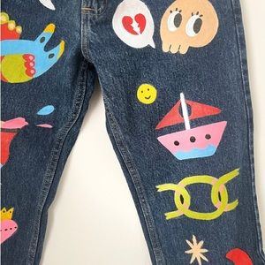 Upcycled Acrylic Painted Lee Jeans